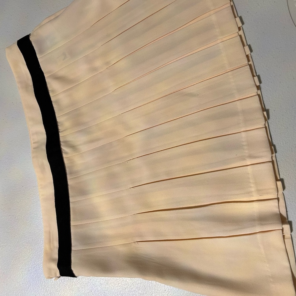 Forever 21 Cream Pleated Skirt with Black Accent